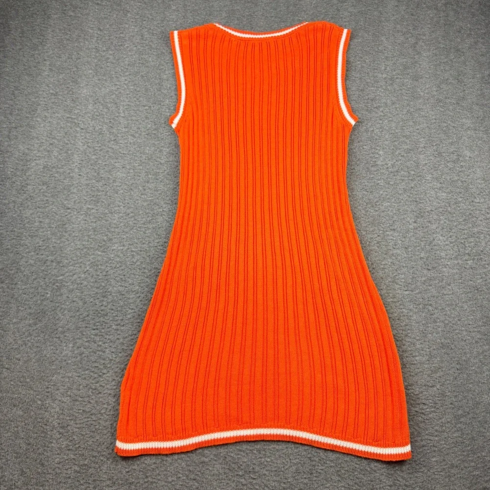 C&C California Orange Ribbed Knit Sleeveless Mini Dress Medium - Picture 2 of 7